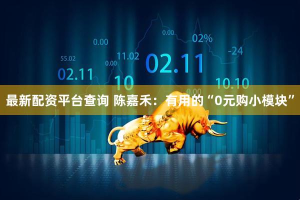 最新配资平台查询 陈嘉禾：有用的“0元购小模块”